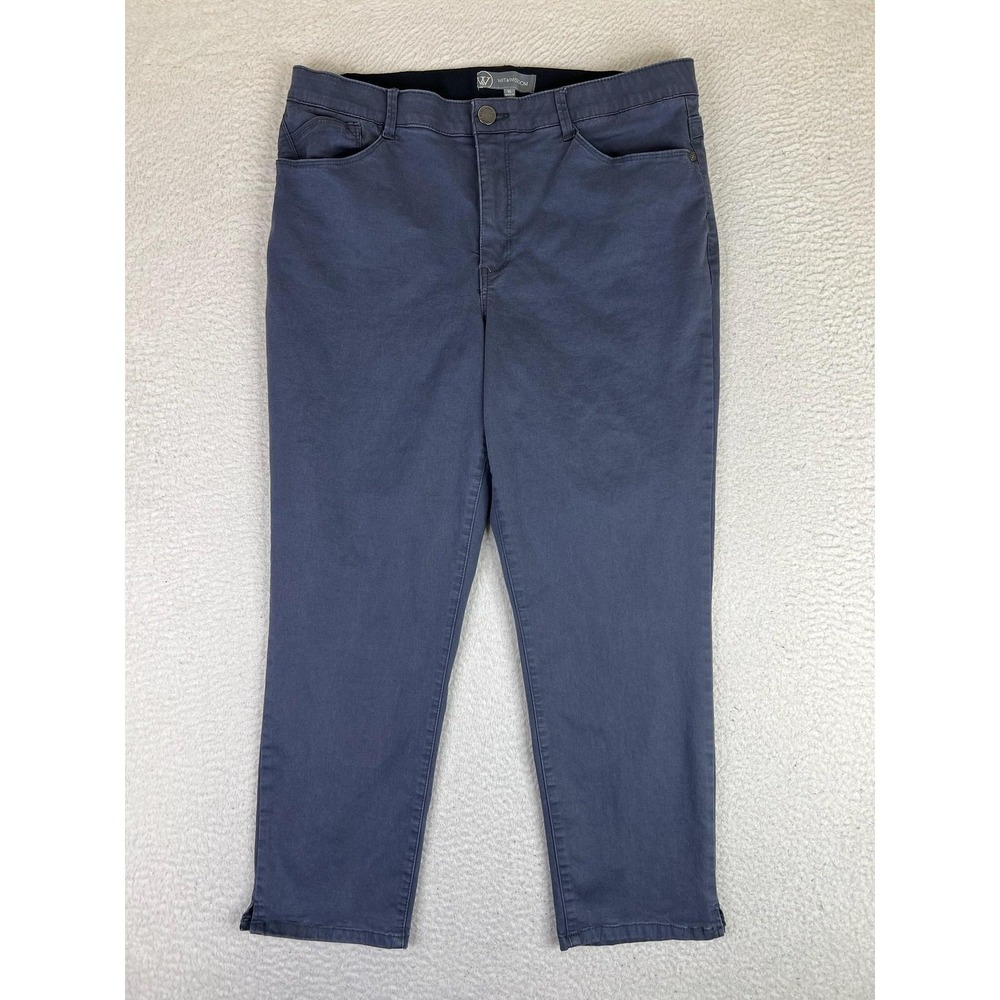 Wit & Wisdom Straight Ankle Jeans Womens 16 Blue Gray High Rise Stretch Denim